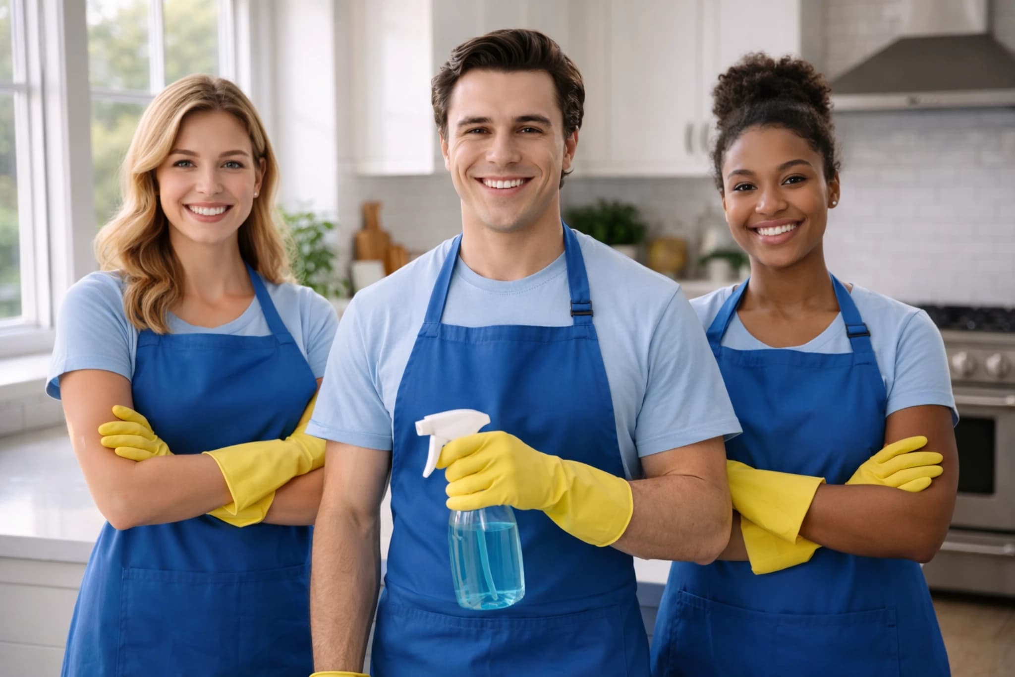 Starshine Cleaning team in a bright kitchen